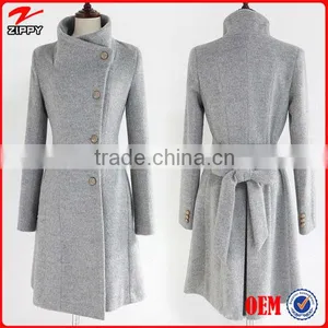 Fashion Trench Coats Women Trench Coat for Woman Wear Casual Woolen Slim Side Pocket Button Sash Women Fashion Winter Coats thumbnail-1