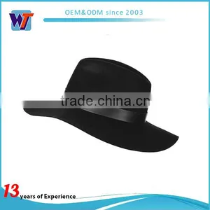 Wholesale Lady Fedora Wool Felt Wide Brim Black Fedora Hats for Women thumbnail-4