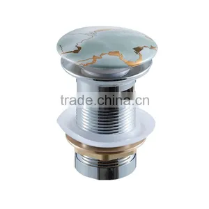 Brass Bathroom Basin Drainer With Ceramic Cover Top thumbnail-1