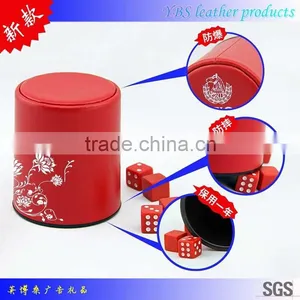 Red High Quality Leather Dice Cup With Dices thumbnail-2