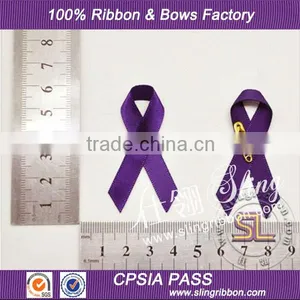 Wholesale Custom Purple Awareness Ribbon Pin With Safe Pin thumbnail-1