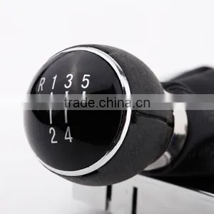 New 5 Speed Gear Shift Knob Gaitor Boot Black PU Leather thumbnail-5