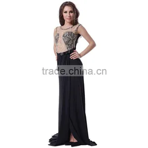 Supper Dress Embroidered Mesh Wrap Maxi Evening Dress for Girls thumbnail-1