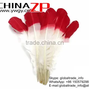 ZPDECOR Selected Prime Quality Cheap Bulk Colored Red Half Dipped Bicolourable Turkey Feathers for Fashion Decorations thumbnail-3