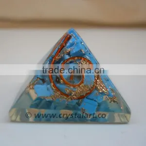 Turquoise Reiki Symbol Orgone Pyramid thumbnail-1