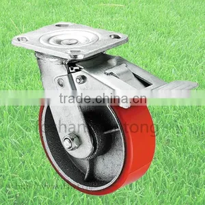 Top Plate Fixed Industrial Casters Heavy Duty Pu Wheel For Trolley thumbnail-2