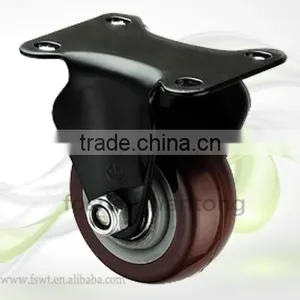 5 Inch Black Metal Plate Industrial Fixed Polyurethane Caster Wheel thumbnail-1