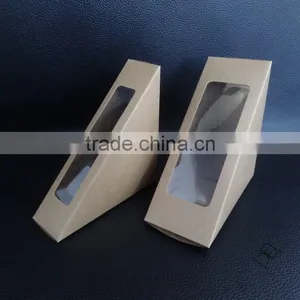 Triangle Kraft Paper Sandwich Box With Window, FDA Food Grade thumbnail-1