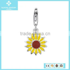Silver Jewelries Color Sunflower Charm in Sterling Silver thumbnail-1
