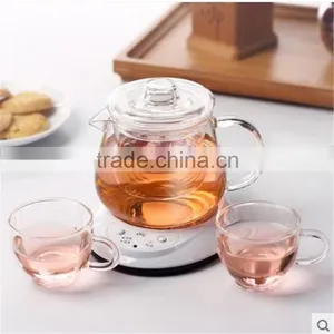 Small Order Welcomed!Hand-made High Borosilicate Water Glass Tea Pot With Cup and Heater in Stock thumbnail-1