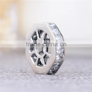 X245 Wholesale Silver Wheel Spacer Charm,925 Silver Crystal Charms Fit Bracelet thumbnail-4