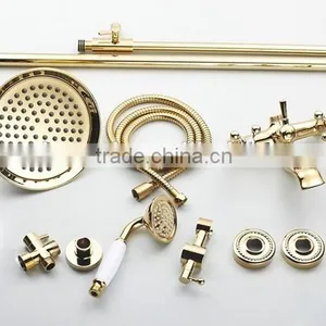 Exposed Contemporary Brass Bath&shower Faucet Set in Vacuum Coating Gold Finish thumbnail-6