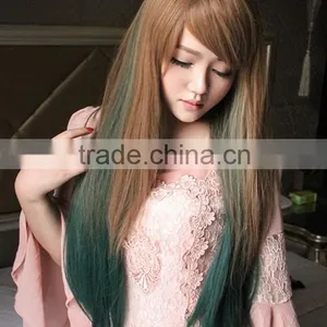 ****** Women Long Straight Brown Flaxen Costume Sythetic Hair Cosplay Party Full Wig thumbnail-5