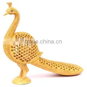 Peacock Statue India Rich Art n Craft Handmade Handicraft Statue Murti Sculpture India Carving Bird Watching Hand Paited thumbnail-1