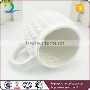 Wholesale Unique Embossed Ceramic Mug White thumbnail-4