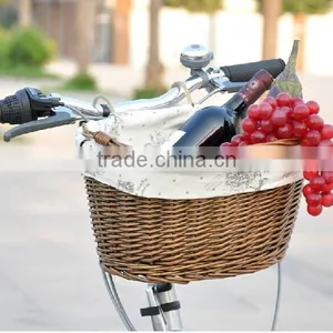 Hanmade Natural Wicker Bike Basket Basket for Bike Wicker Bicycle Basket Removable Bicycle Basket thumbnail-1