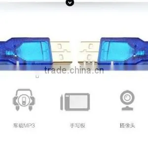 Factory Supplier USB 2.0 64 Knit Data Line Male to Male Transparant Blue Color Line thumbnail-5