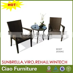 OUTDOOR RESIN RATTAN TABLE SET WITH 2CHAIRS thumbnail-1