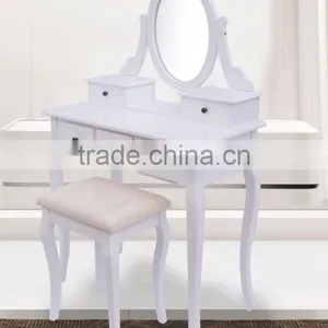 Wooden French Dressing Table With Mirror and 5 Drawers thumbnail-1