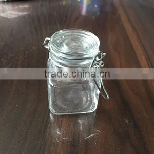 3.5oz Mini Glass Jar With Metal Clip and Glass Lid thumbnail-1