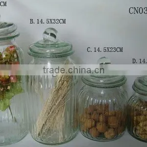 4size Etched Glass Storage Jar With Glass Lid thumbnail-1