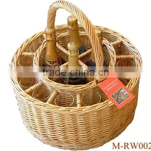 Four Section Painted Wicker Bottle Holder thumbnail-3
