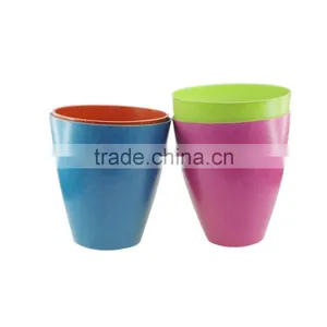 Factory Price Food Grade Green Technology Bamboo Fiber Garden Round Plant Pot thumbnail-1