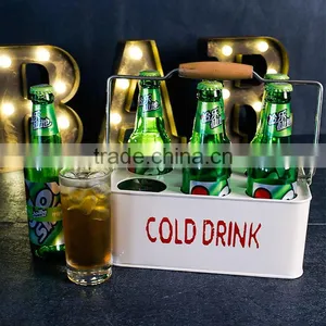 6 Grid Metal Ice Bucket With Handle,galvanized Metal Beer Bucket Can Hold 6 Bottle Beer thumbnail-3