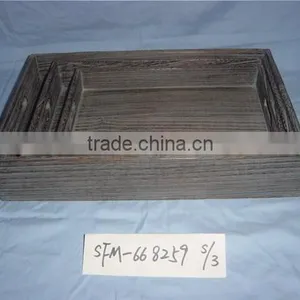 Disposable Handmade High Quality Carbonization Wooden Serving Fruit Tray thumbnail-2