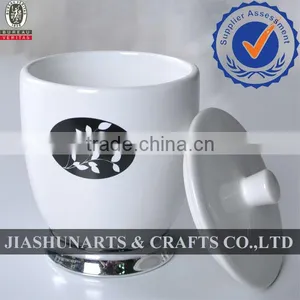 Silver-Plated Base Ceramic Cotton Jar thumbnail-1
