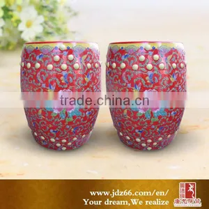 Popular Design Herba Scutellariae Barbatae Red Wrapped Flowers Porcelain Stools for Best Sale thumbnail-1