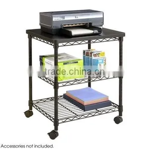 Desk Side Metal Wire Machine Storage Cabinet Stand Black thumbnail-1