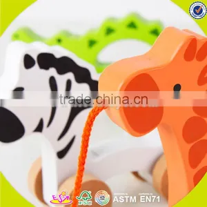 Wholesale Popular Wooden Animal Drag Toys New Creative Animal Wooden Drag Toys W05B085 thumbnail-6