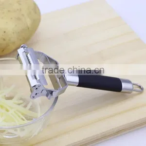 Kitchen Multifunction Stainless Steel Potato Julienne Peeler With Black Rubber Handle thumbnail-6