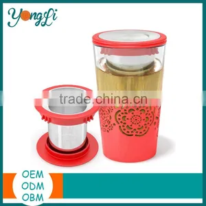 Amazon Hot Selling Silicone Sleeve Tea Infuser Tall Glass Tea Cups thumbnail-2