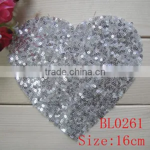 16CM Wholesale Heart Shape Sequin Applique for Girl Cloth thumbnail-3
