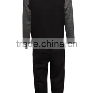 Mens Fleece Print Detailed Hooded Top Bottom Warm Up Jogging Tracksuit thumbnail-2