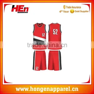 Hongen Apparel Plus Size Red Sublimation Basketball Jersey And Shorts thumbnail-1