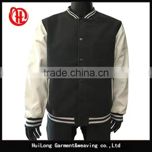 Custom pu Sleeve Fleece Casual Varsity Jacket for Men thumbnail-1