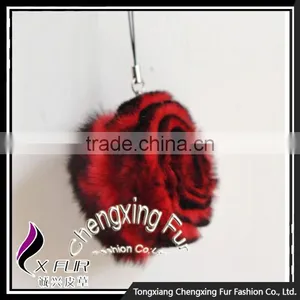 CX-P-22 Genuine Rex Fur Flower Mobile Phone Charms Fancy Keychain thumbnail-5