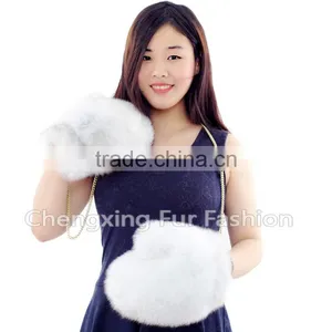 CX-A-67A Genuine Fox Fur Fingerless Winter Leather Glove thumbnail-5