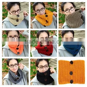 Wholesale Fashion Popular Button Lady Knitted Scarf thumbnail-1