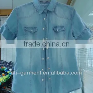 Womans Blue Short Sleeve Shirt With Two Chest Pockets 22 thumbnail-1