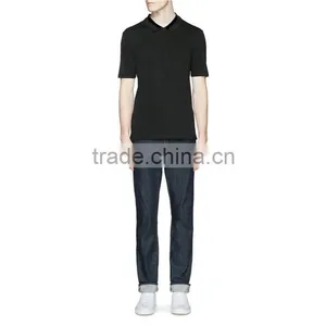 Slim Men Black Custom 100%cotton Man Polo T-shirt thumbnail-4