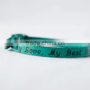 my Love, my Best Friend Engraved Leather Bracelet, Custom Logo Hand-stamped Leather Bracelet, Adjustable Leather Bracelet thumbnail-1