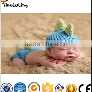 Hot Sale Cute Cartoon Dinosaur Style Newborn Baby Girl Boy Hat Clothes Baby Photograph Props thumbnail-1