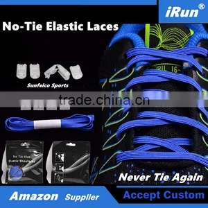 No-Slip No Need Tie Runners Work Shoes Blue Flat Elastic Shoelaces - Lazy Untied Elastic Anchor Shoelaces - Accept Custom thumbnail-1