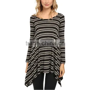 Wholesale Ladies Extra Long Stripe Sweatshirt Long Sleeves Sweatshirt thumbnail-5