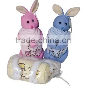 Baby Blanket+toy/large Fleece Blankets/embroidered Fleece Blanket thumbnail-1