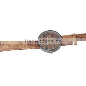 Handmade Personized Dark Brown Leather Wooden Watch ,Engraved Bamboo Wooden Watch For Men thumbnail-3